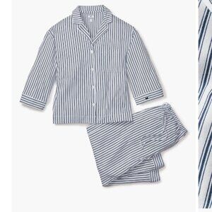 Petite Plume Olivia Wide Leg Pima Cotton Pajamas - Navy - Size Women's Small